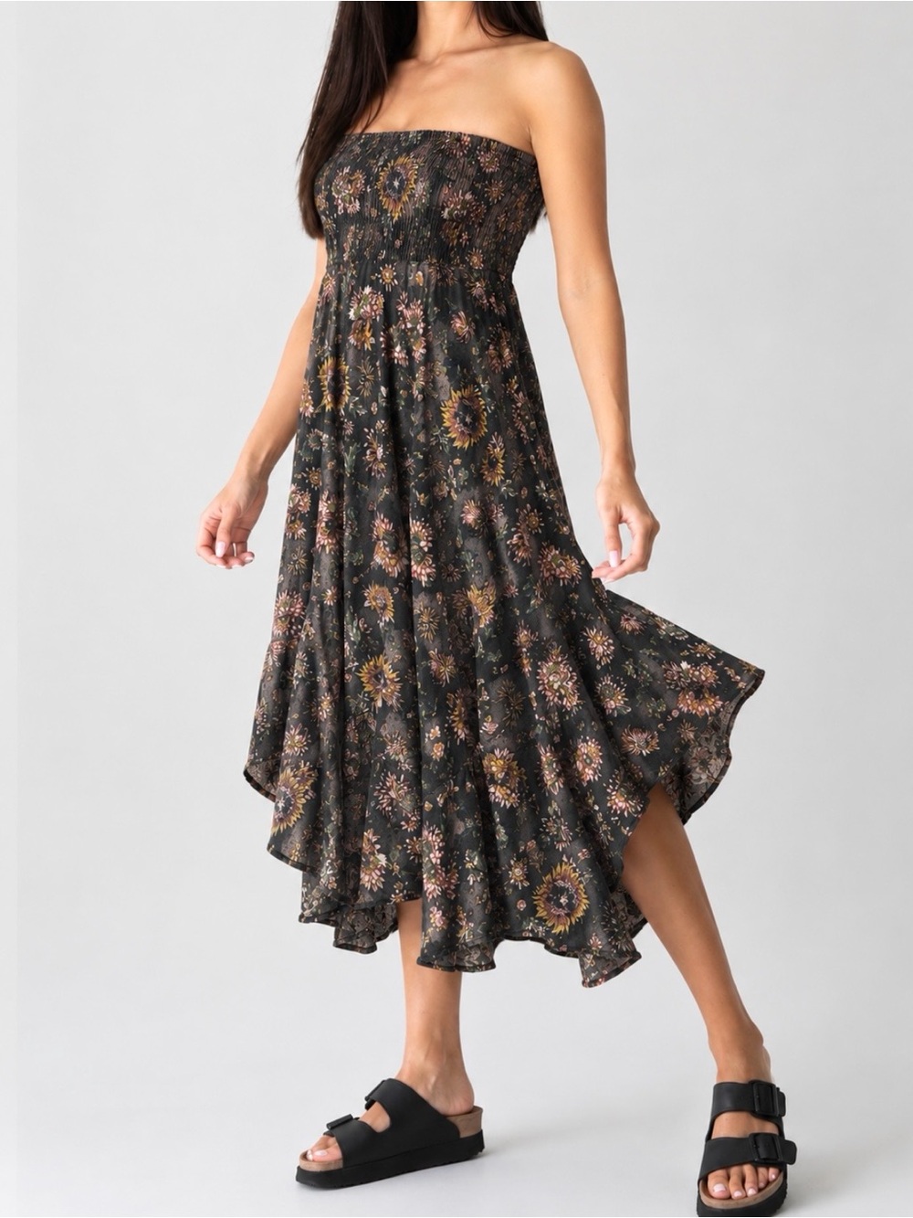 Natural Life Convertible Skirt Dress 2 in 1 Boho Floral Handkerchief Hem Size M - Picture 4 of 14